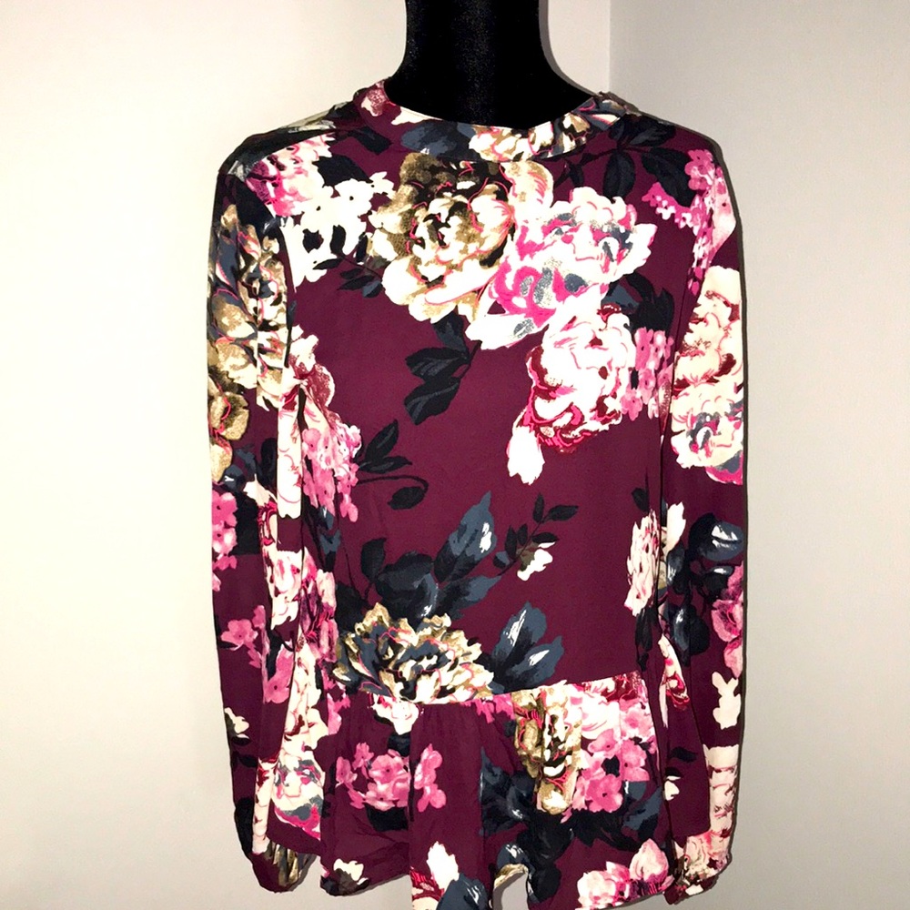 LOFT floral print peplum blouse SML